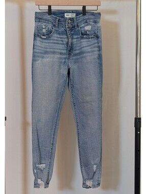 BKE High Rise Ankle Skinny Jeans Distressed Light Wash Acid Denim Size 28